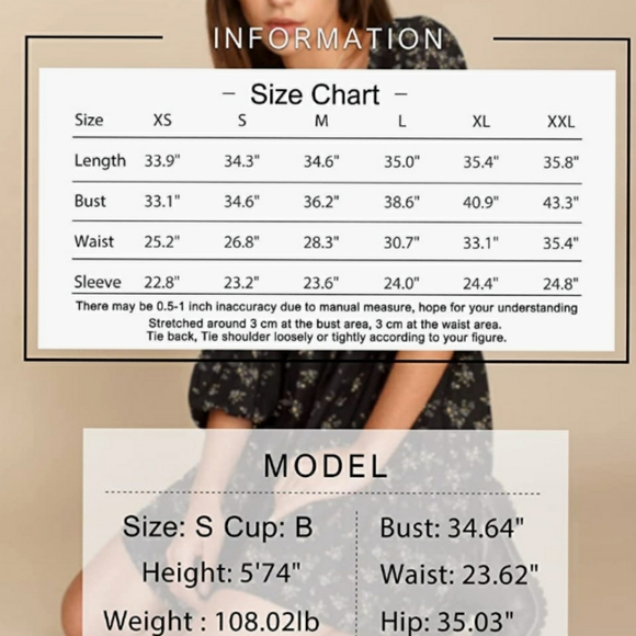 🆕⭐ Boho black floral smocked mini dress - Picture 8 of 8